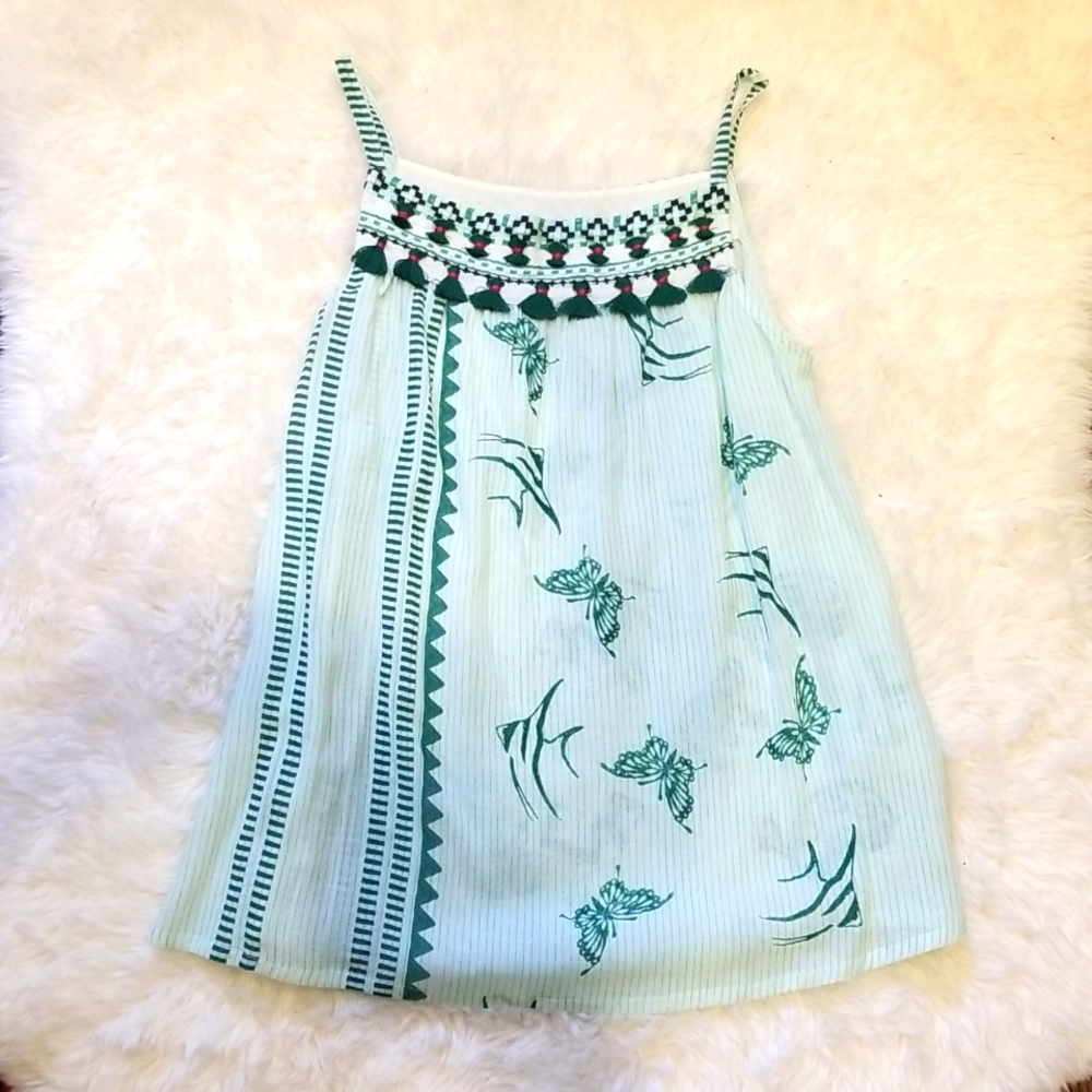 Vineet Bahl green butterfly top with tassels
